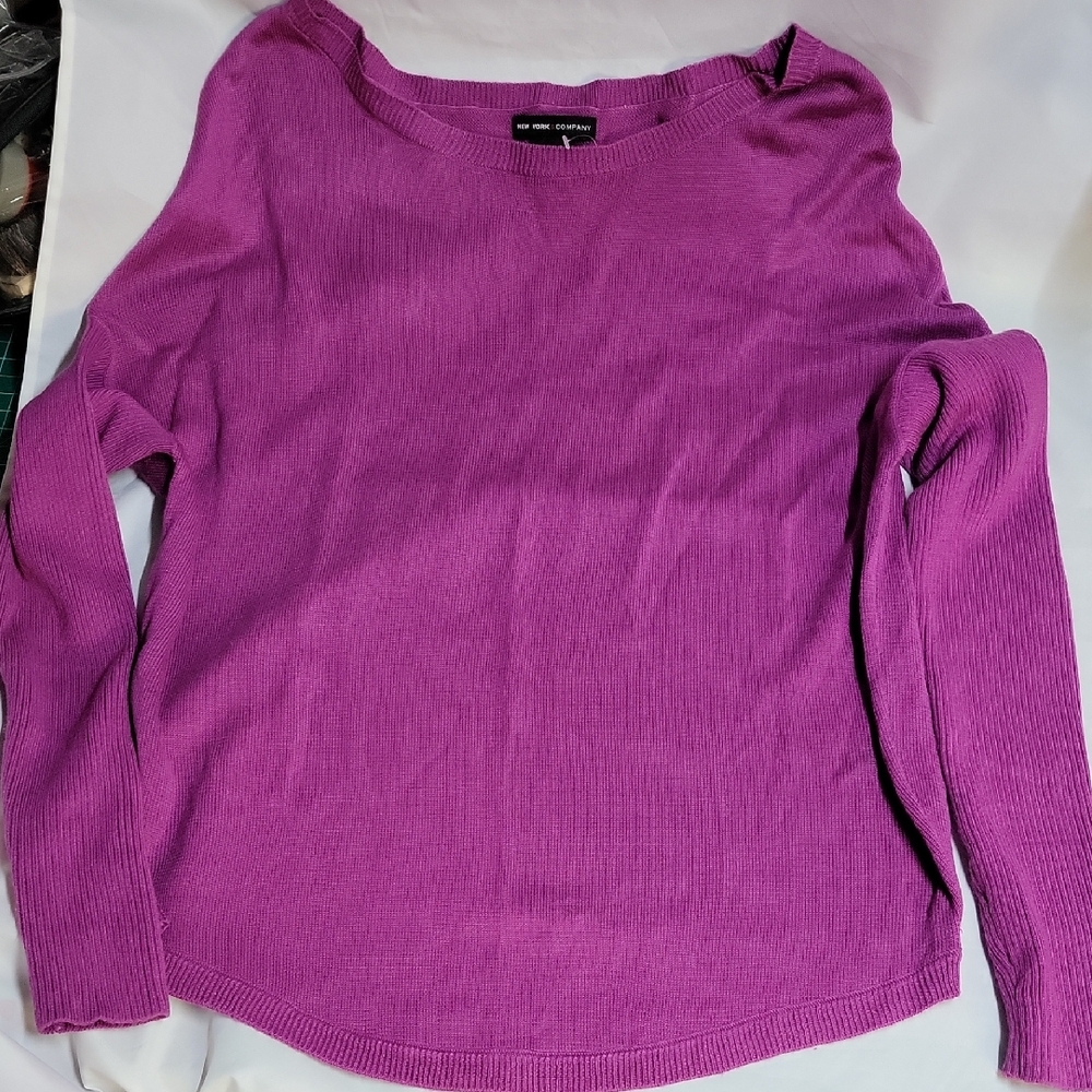 New York & Company Vibrant Purple Knit Top